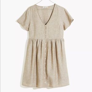 Madewell  Linen-Blend Alexandra Button-Front Mini Dress Size Small